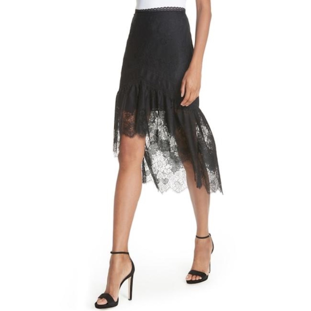Alice + Olivia Triss Black Lace Skirt